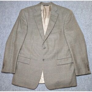 Joseph & Feiss 100% Lambswool Houndstooth Blazer Mens 42 Regular Brown 2B-John